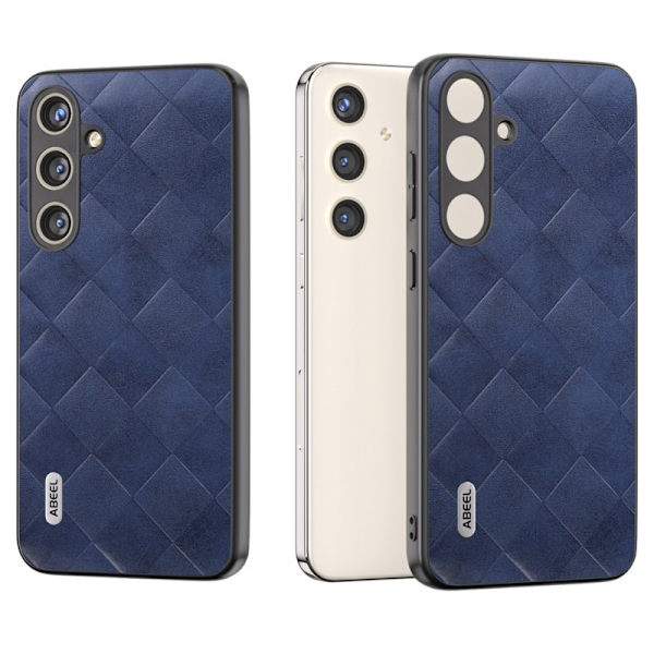 ABEEL Mobilskal till Samsung Galaxy S24+ Grid Textur PU Läder Blå