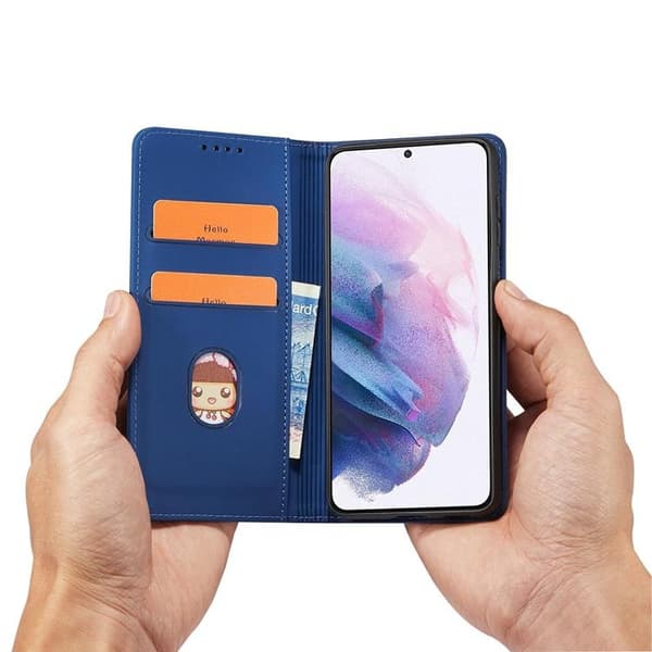 Galaxy S22 Plus Lompakkokotelo Magneettiteline - Sininen Blå