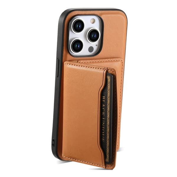 DENIOR Mobilskal till iPhone 15 Pro KonstLäder med kickstand - Khaki