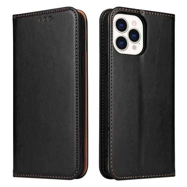 FIERRE SHANN iPhone 15 Pro Plånboksfodral - Magnetisk Konstläder - Svart