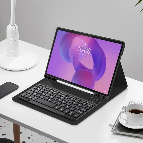 Tech-Protect Lenovo Idea Tab Plus Taske med Tastatur - Sort Svart