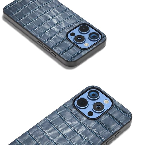 ABEEL Mobilskal till iPhone 16 Pro Äkta Läder + PC + TPU Stöttålig - Blå