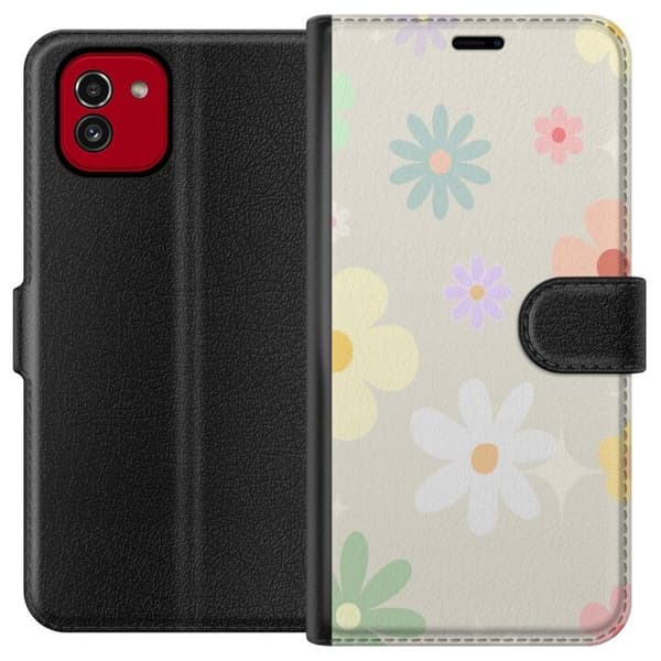 Plånboksfodral till Samsung Galaxy A03 med fejdande blommor