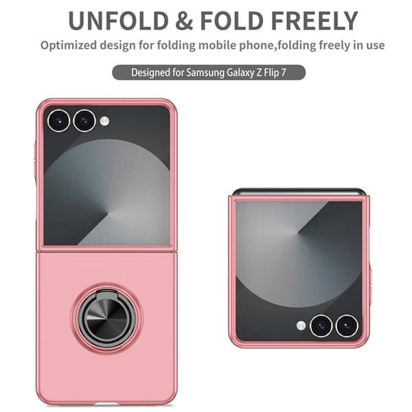 Mobilskal till Galaxy Z Flip 7 5G Rotatable Ring Kickstand - Rosa Rosa