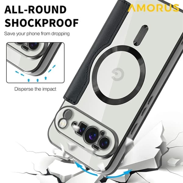 AMORUS Google Pixel 10 Pro XL Plånboksfodral Magsafe RFID-Skydd - Svart Svart