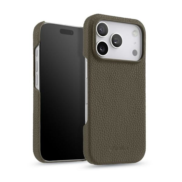 MELKCO Mobilskal till iPhone 17 Pro Äkta Läder PC Grå