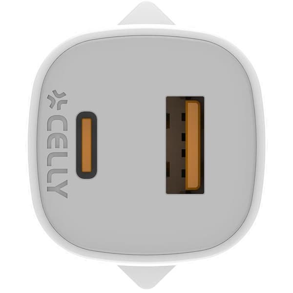 Celly Snabbladdare GaN 1 x USB-A + 1 x USB-C PD 25W - Vit Vit