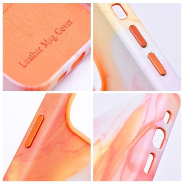 iPhone 13 Pro Max Magsafe Mobilskal Läder - Orange Splash