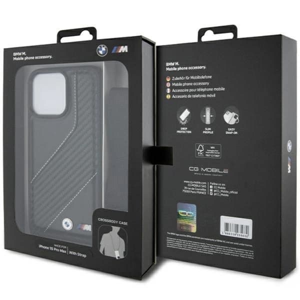 BMW iPhone 15 Pro Halsremsskal M Edition Carbon Stripe Black