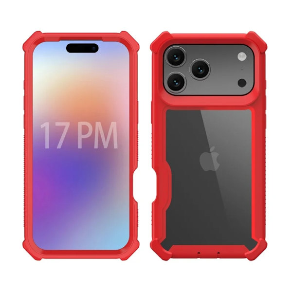 Mobilskal till iPhone 17 Pro Max TPU + PC Shockproof - Röd Röd