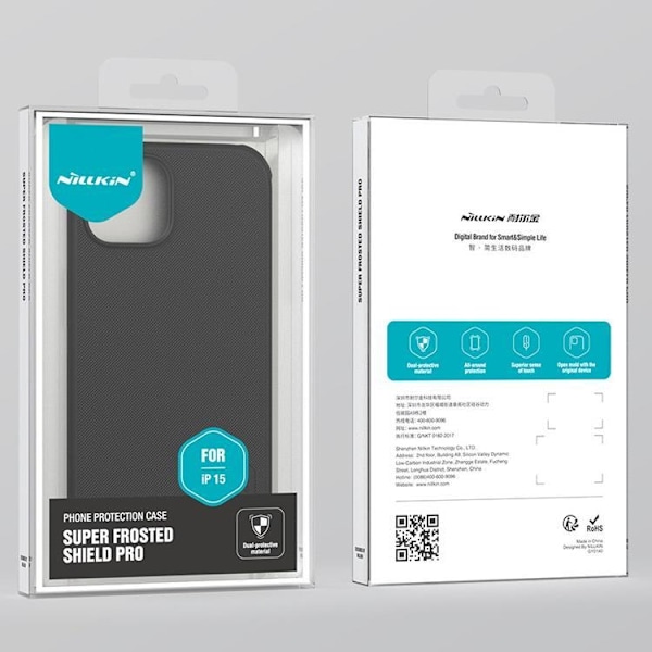 Nillkin iPhone 15 Mobilskal Super Frosted Shield Pro - Svart Svart