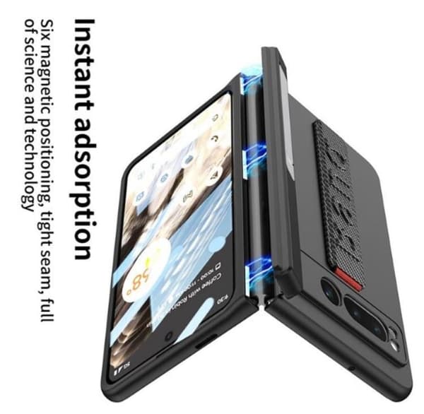 GKK Google Pixel Fold Mobilskal Wristband Kickstand Carbon - Sort Black
