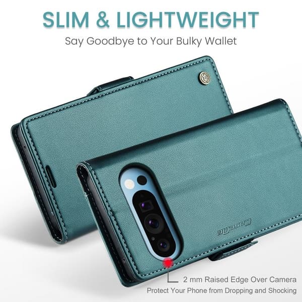 CASEME Plånboksfodral Konstläder för Google Pixel 9 Pro XL - Grön