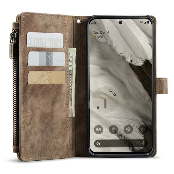 CASEME Konstläder Plånboksfodral till Google Pixel 8 med Rem - Brun