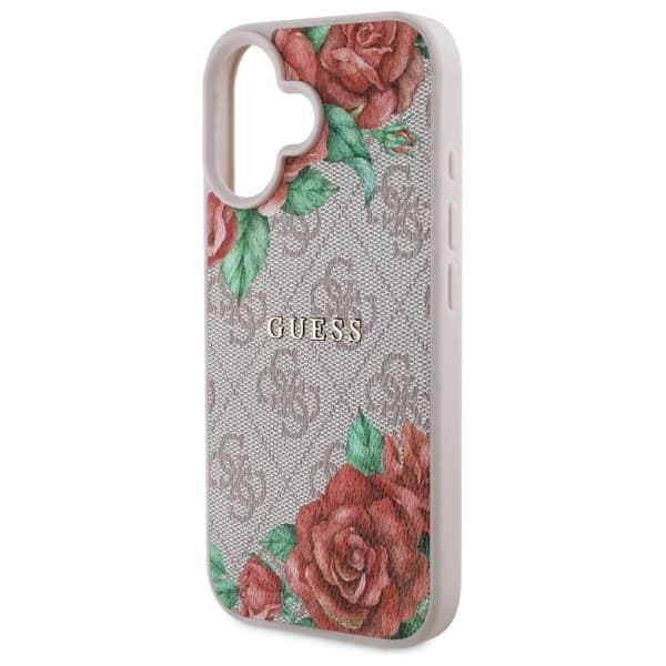 Guess telefonetui til iPhone 16 MagSafe 4G Blomsterprint - Lyserød Rosa