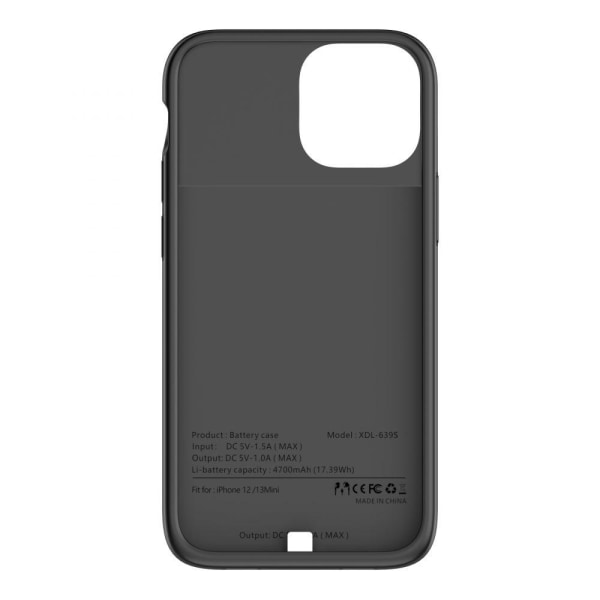 Battericover 4700mAh iPhone 12 Mini / 13 Mini - Sort Black