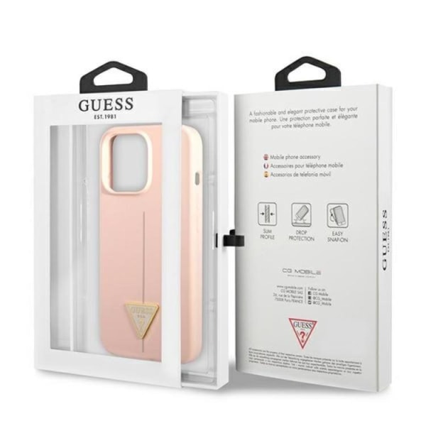 Guess iPhone 13 Pro Max -suojus silikonikolmio - vaaleanpunainen