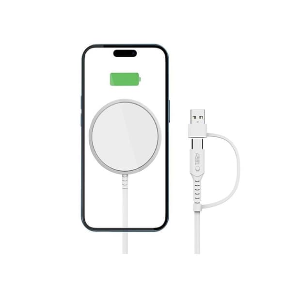 Tech-Protect Magsafe Trådløs Oplader Magnetisk QI 15W-A44 - Hvid Vit