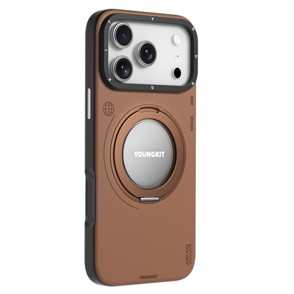 YOUNGKIT Mobilskal till iPhone 17 Pro Rotating Kickstand - Brun Brun