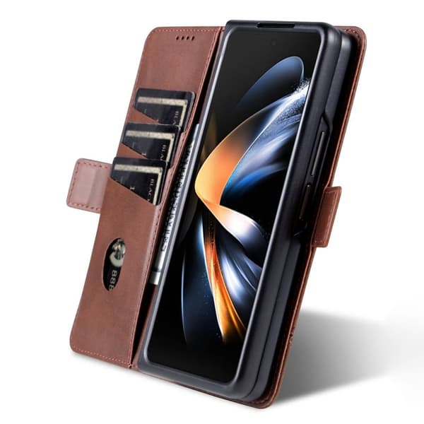 AZNS Samsung Galaxy Z Fold3 5G Plånboksfodral Konstläder - Brun