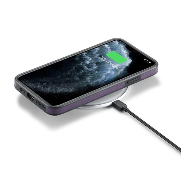DG.MING Mobilskal till iPhone 11 Pro Max Läderbeläggning Lila