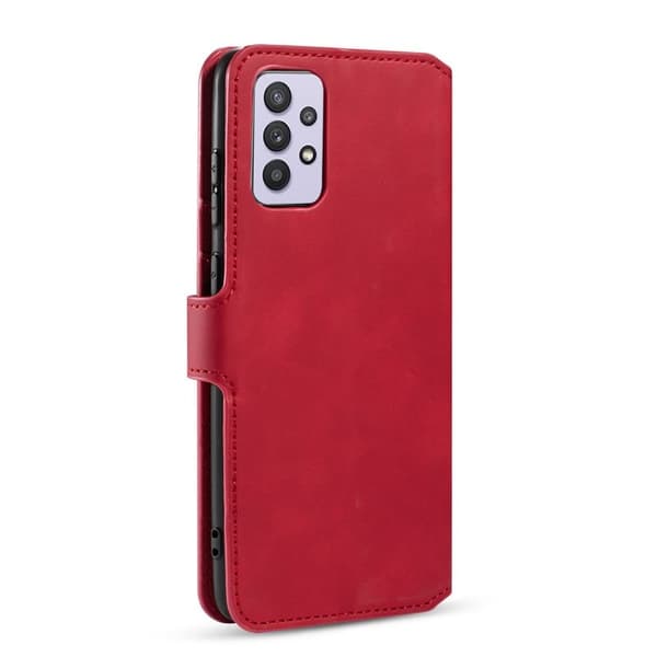 DG.MING Retro Style Plånboksfodral Konstläder för Samsung Galaxy A32 5G - Röd