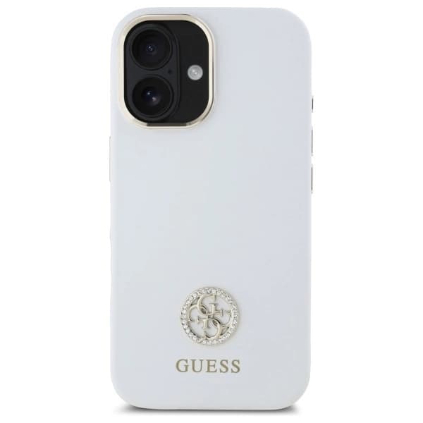 Guess Mobilskal till iPhone 16 Silikon Logo Strass 4G - Vit