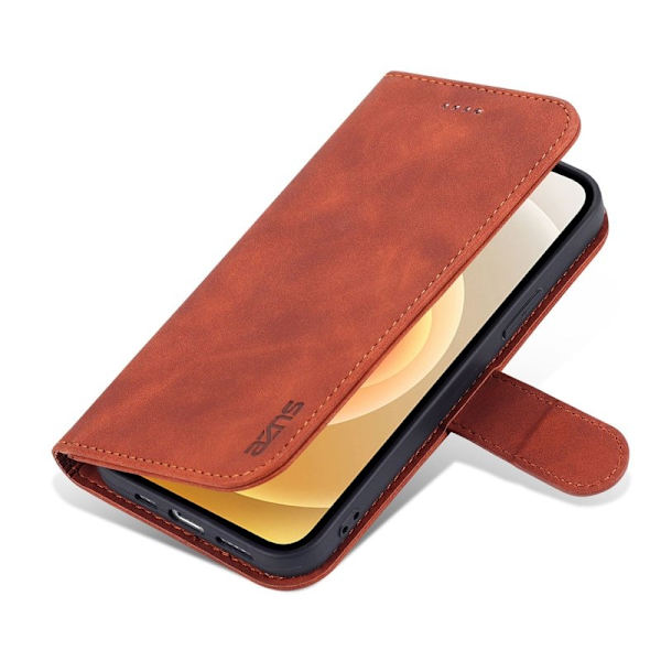 AZNS iPhone 14 Plånboksfodral Konstläder - Stöttålig - Brun