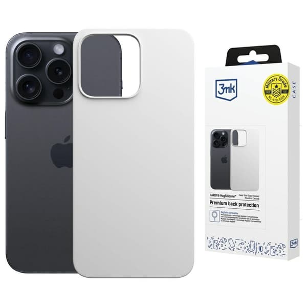 3MK Telefontaske til iPhone 16 Pro MagSafe Silicone Hardy - Hvid
