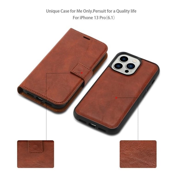 iPhone 15 Plus Plånboksfodral 2-in-1 Detachable - Brun