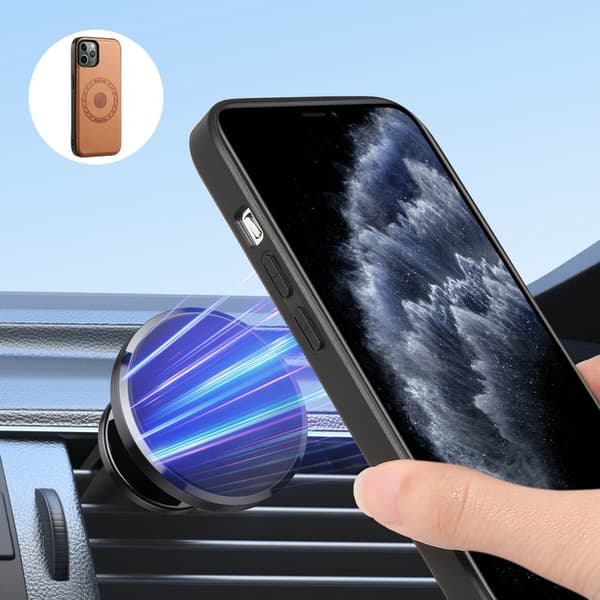 DENIOR Mobilskal till iPhone 11 Pro PU Läder + PC + TPU Khaki