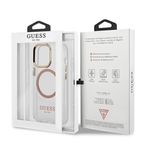 Guess iPhone 13 Pro Max Skal Magsafe Metal Outline - Guld Guld