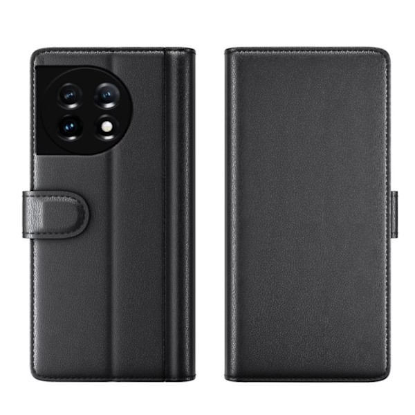 OnePlus 11 5G Plånboksfodral Äkta Läder - Svart Svart