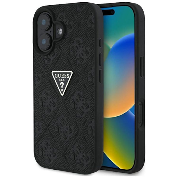 Guess telefontaske til iPhone 16 Hot Stamp 4G Triangle Logo - Sort Black