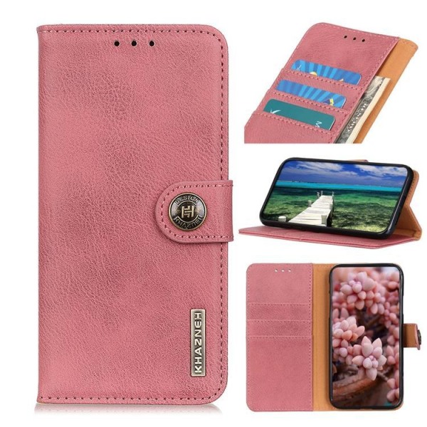 KHAZNEH Tekstureret PU læder pung etui Xiaomi 12 Pro - Pink