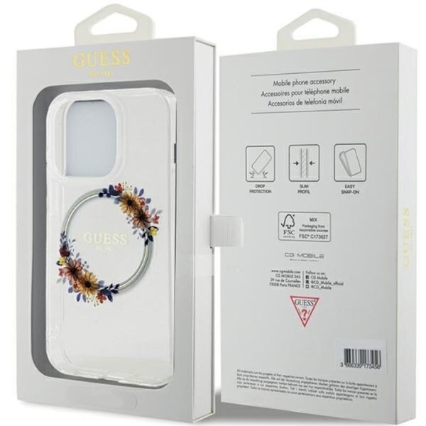 Guess iPhone 15 Pro Mobilskal Magsafe IML Flowers Wreatch