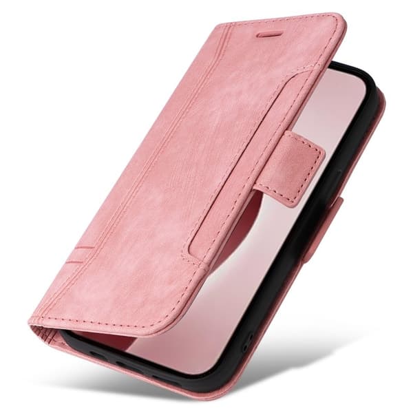 BETOPNICE 001 iPhone 16 Pro Plånboksfodral Konstläder - Rosa