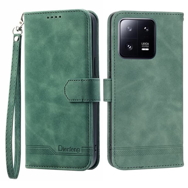 DIERFENG DF-03 Plånboksfodral för Xiaomi 13 Pro 5G Konstläder - Grön