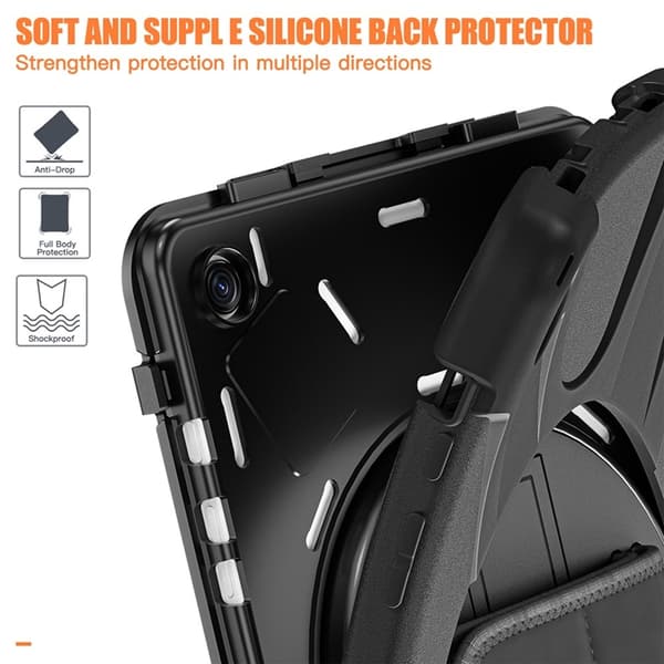 Mobilskal till Galaxy Tab A9 Plus Silikon Rotary Kickstand Svart