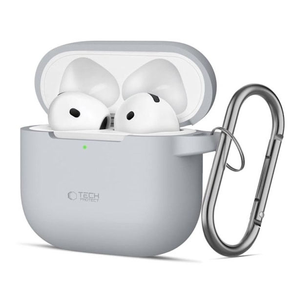 Tech-Protect Airpods 4 Skal Silikon Hook - Crayon Grå Grå