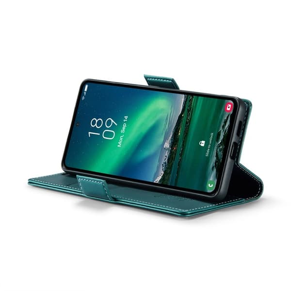 CASEME Plånboksfodral Konstläder för Samsung Galaxy S24 FE - Grön