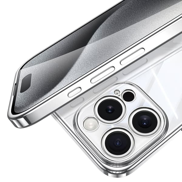 SULADA Mobilskal till iPhone 15 Pro Electroplating Ultra Clear TPU Vit