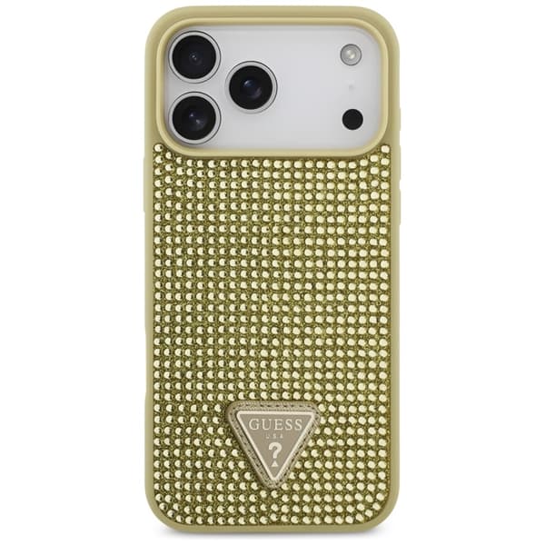 Guess Mobilskal till iPhone 17 Pro Rhinestone Triangle Logo - Guld Guld