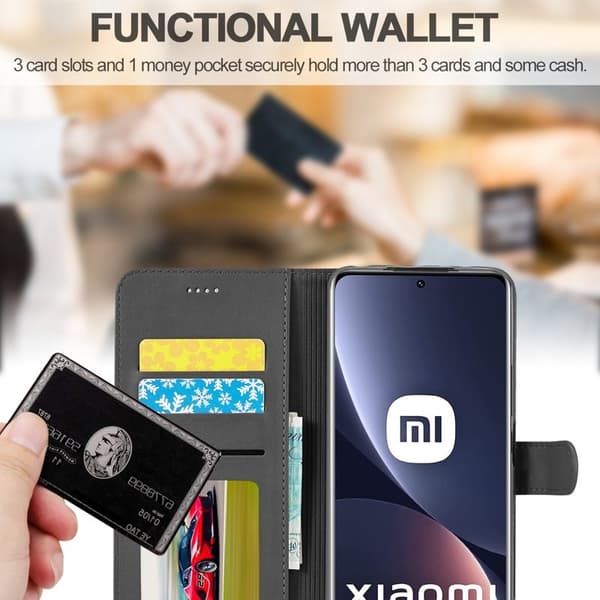 LC.IMEEKE för Xiaomi 12 Pro 5G Plånboksfodral Konstläder - Svart