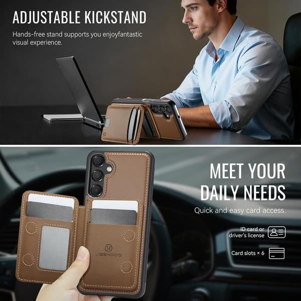 JEEHOOD Samsung Galaxy A16 4G/5G Mobilskal Konstläder - Brun Brun