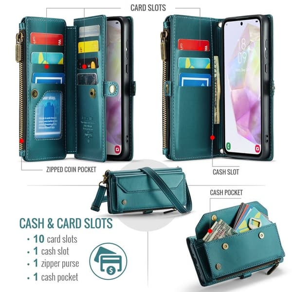 CASEME Plånboksfodral Konstläder för Samsung Galaxy A36 5G - Grön