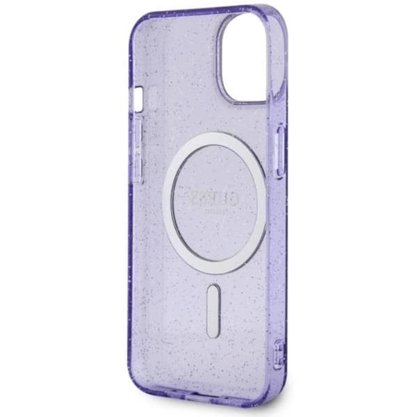 Guess Mobilskal till iPhone 14 MagSafe Glitter Guld - Lila Lila