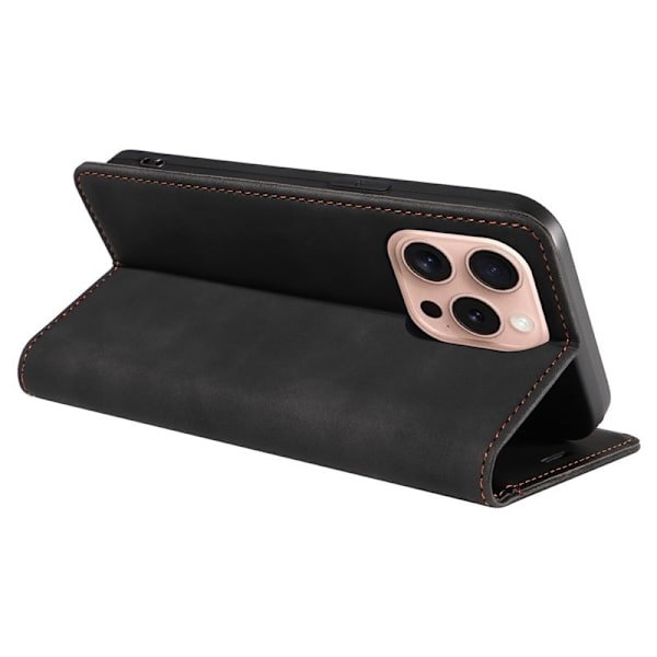 BETOPNICE 003 iPhone 16 Pro Plånboksfodral Konstläder - Svart