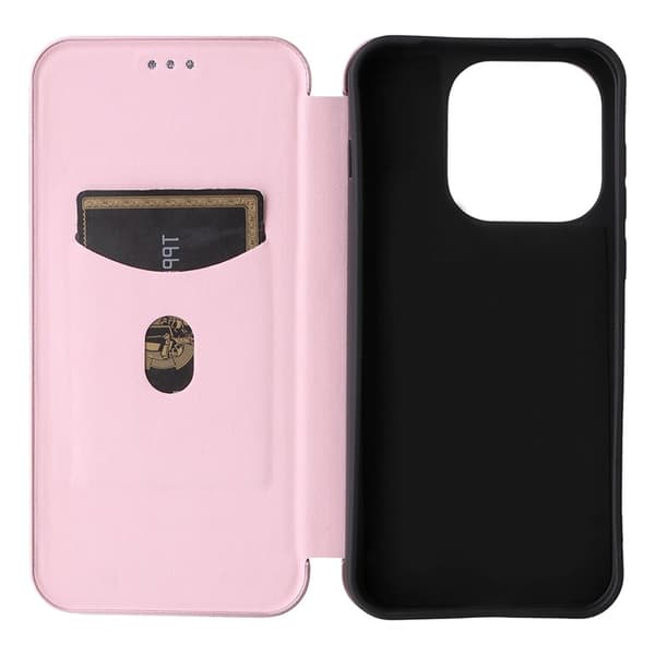 OnePlus 15 Plånboksfodral Carbon Fiber Drop-Proof Konstläder Roséguld