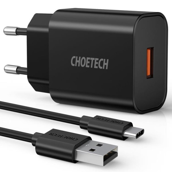 Choetech Quick Charge 3.0 3A USB seinätelaturi - Musta Black